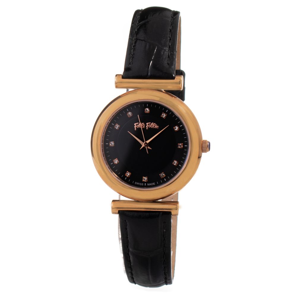 Folli Follie Black Leather Watch