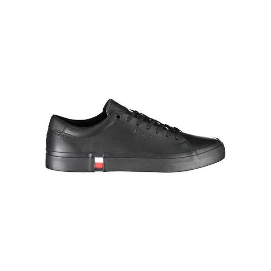 Tommy Hilfiger Black Leather Men Sneaker