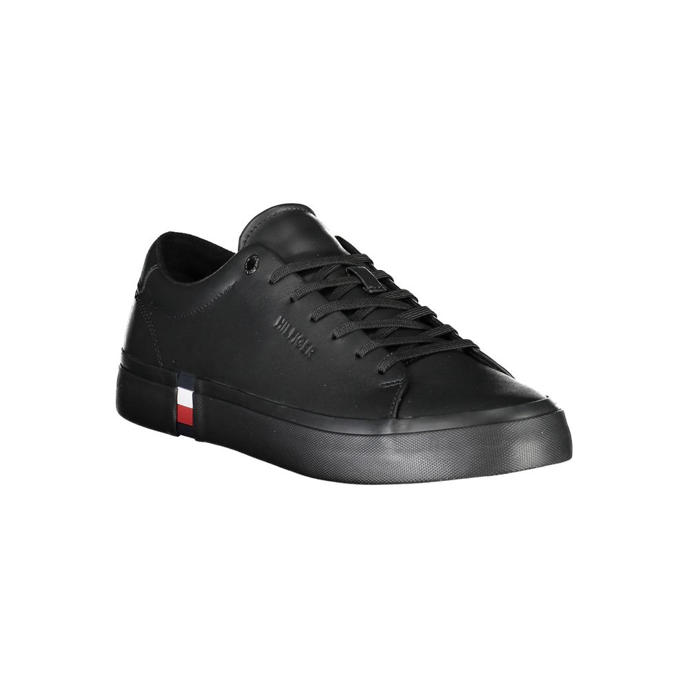 Tommy Hilfiger Black Leather Men Sneaker